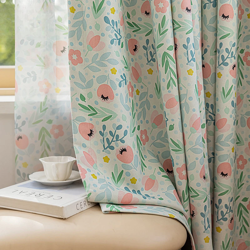 

Pastoral Style Printed Curtains High-blind Thermal Insulation and Sun Protection Bedroom Living Room High Quality Shutter