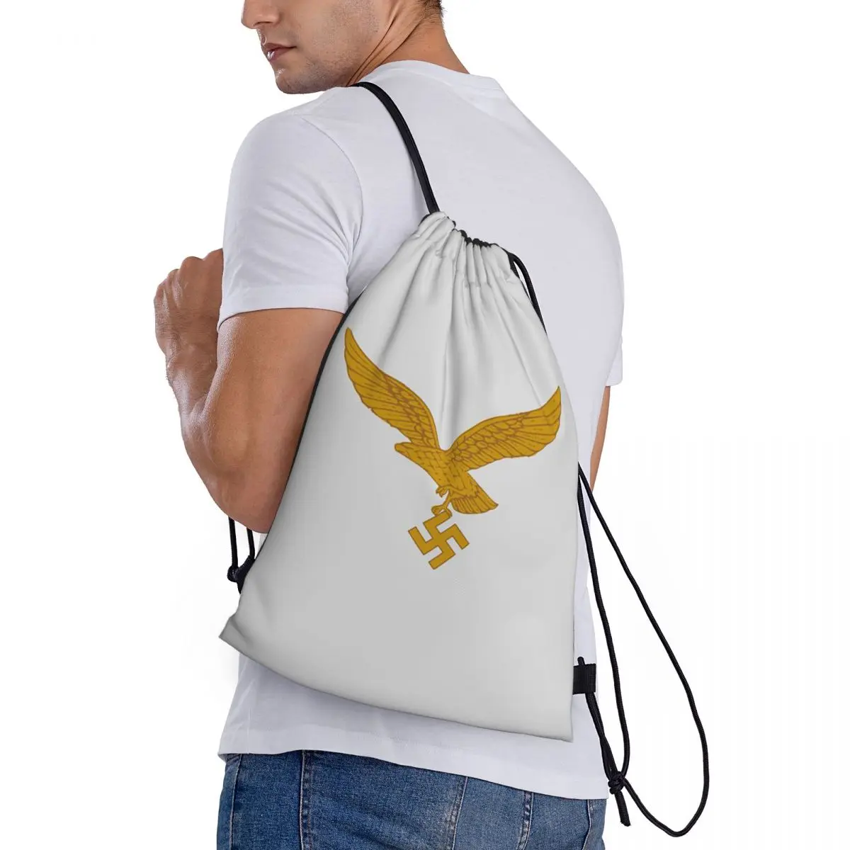

Luftwaffe German Air Force Germany France Backpacks Casual Drawstring Bundle Pocket Sports Bag Book Bags for Man Woman School
