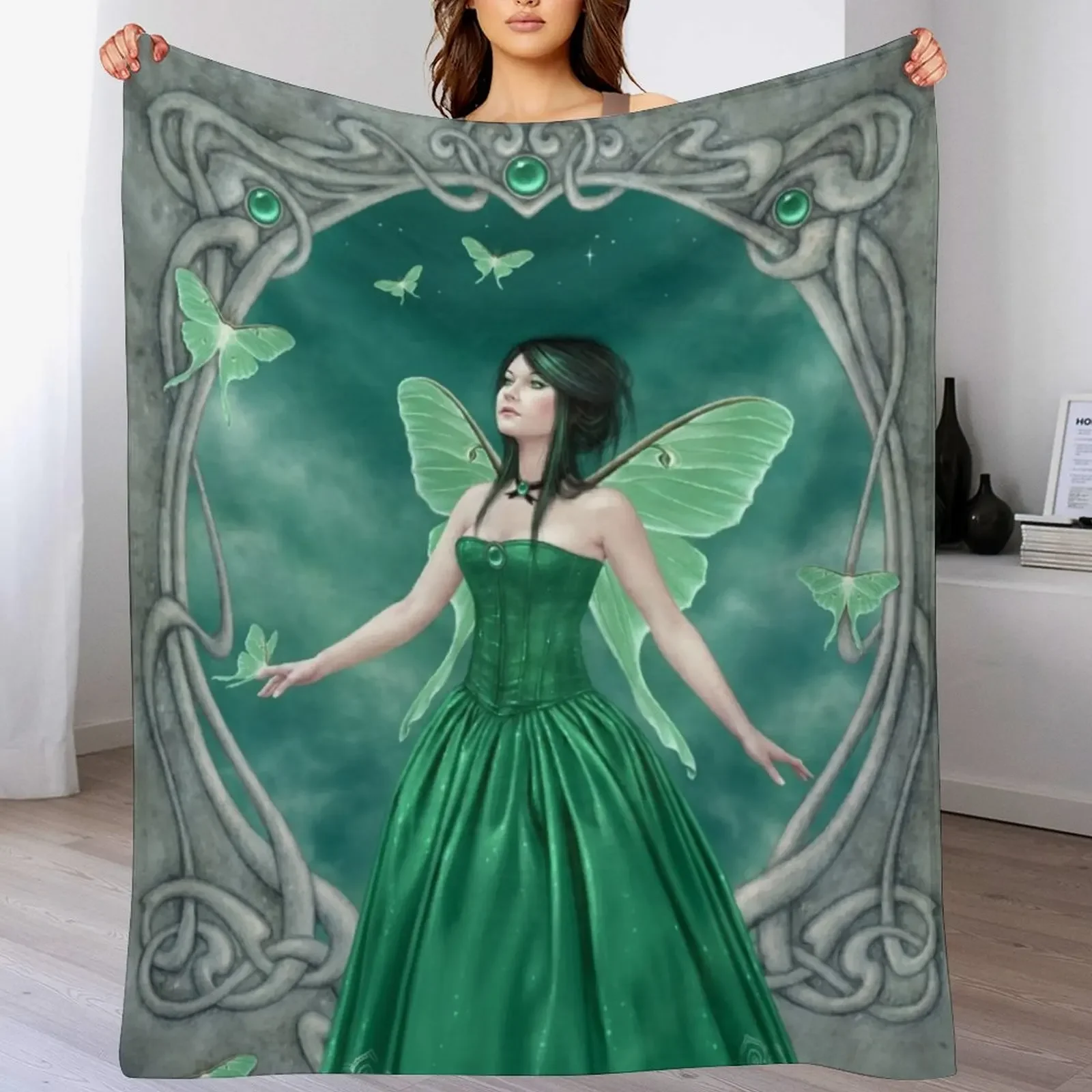 

Emerald Birthstone Fairy Throw Blanket Sofas Giant Sofa Multi-Purpose Thermals For Travel Blankets