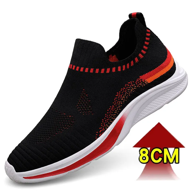 Zapatos de alta calidad para hombre, zapatillas deportivas informales blancas, plantillas invisibles para aumentar la altura, 6cm