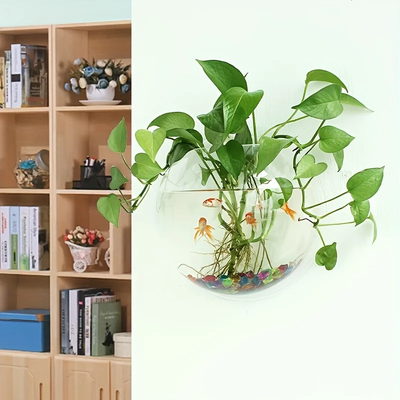 Versatile Hydroponic Planter - No-Drill, Indoor/Outdoor Wall Mount Aquarium Bowl for Home Decor & Garden Care