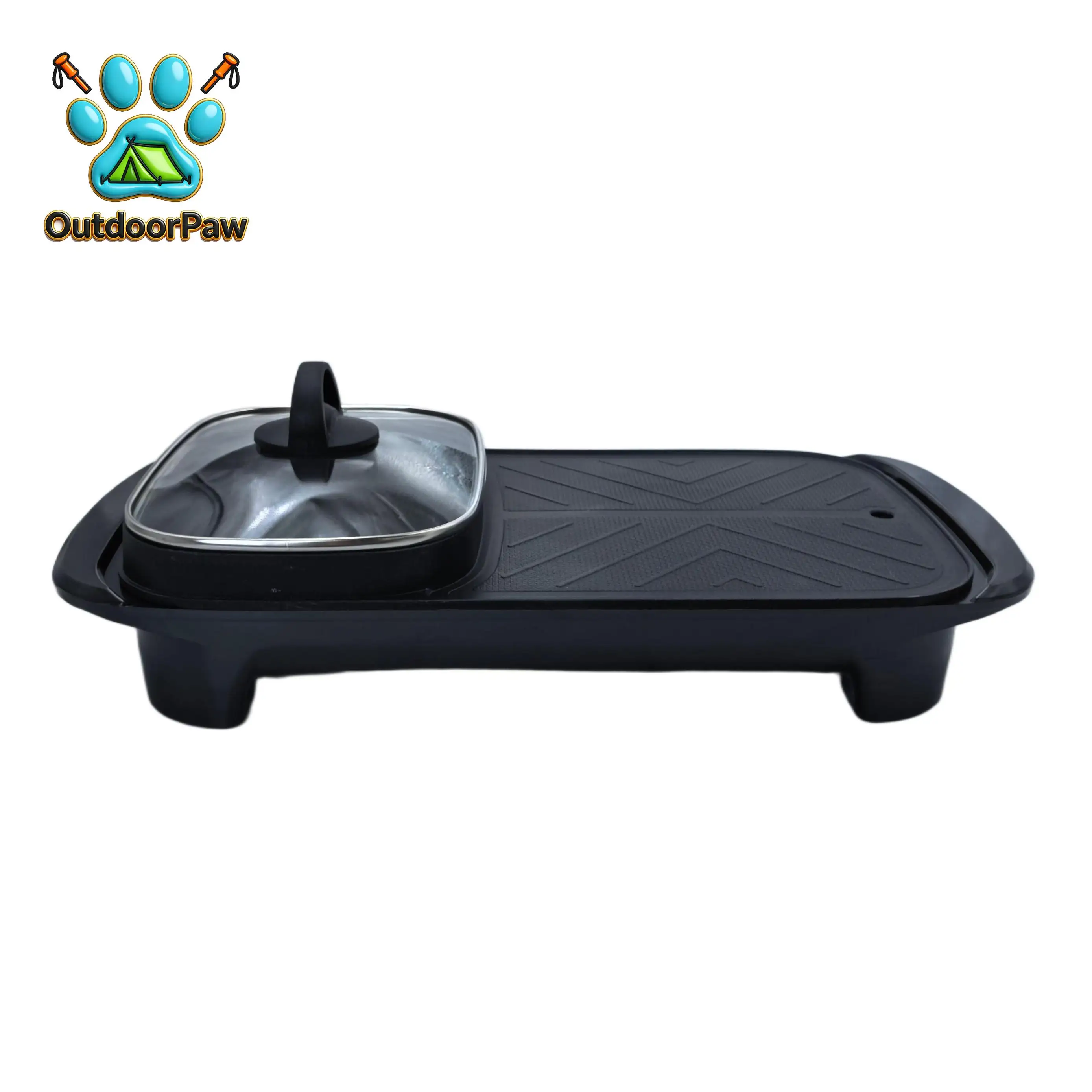 Smokeless electric baking tray Outdoor non-stick PTFE 1400W die-casting aluminum adjustable temperature 180 degrees foldable