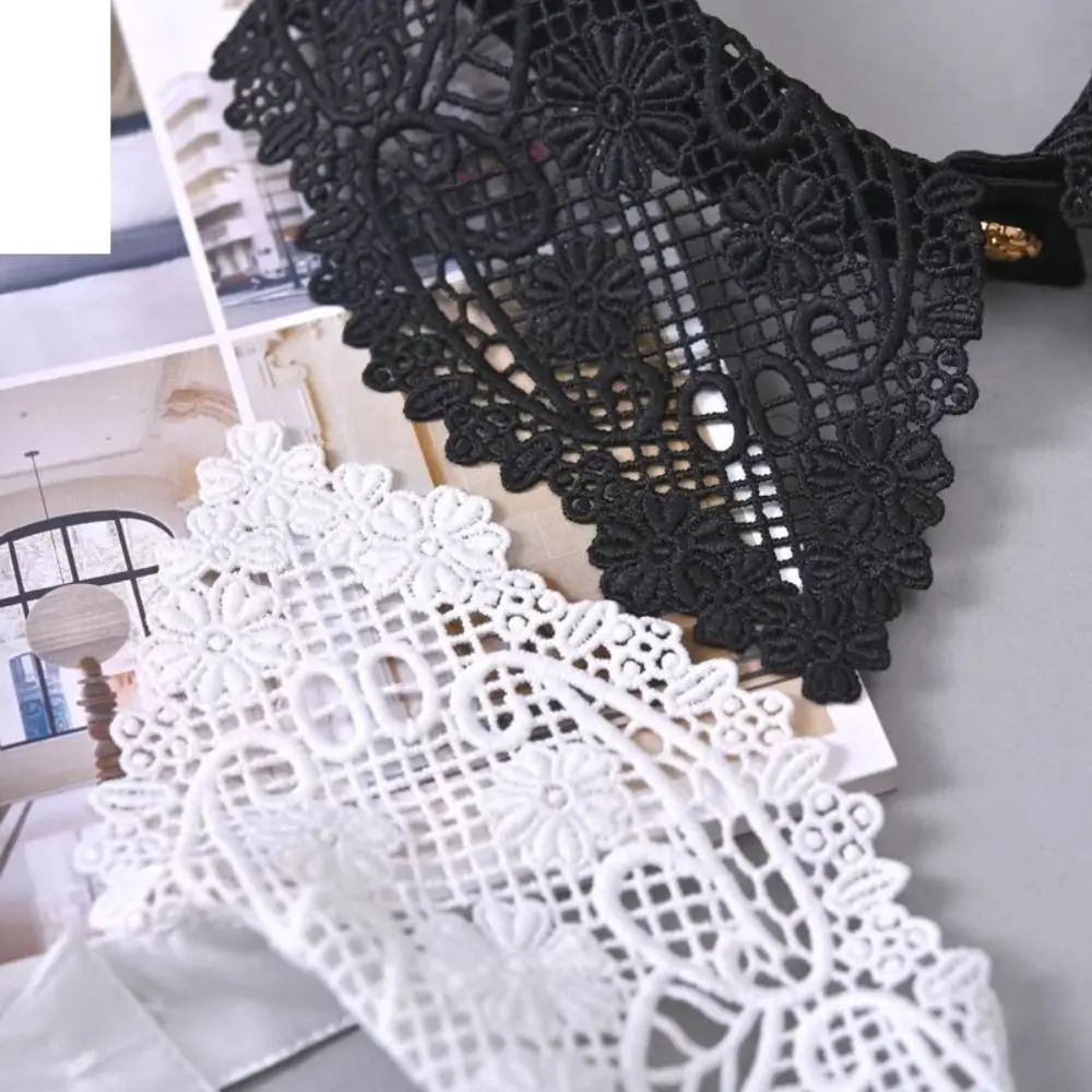 New Lace Floral Fake Collar Detachable Black White False Collar Decoration Collar
