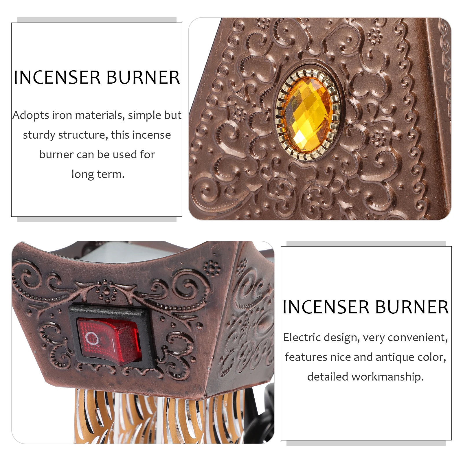 

1pcs Electric Incense Burner Style Aroma Therapy Stove For Home Office Decor Air Purifying Heater Compact Incense