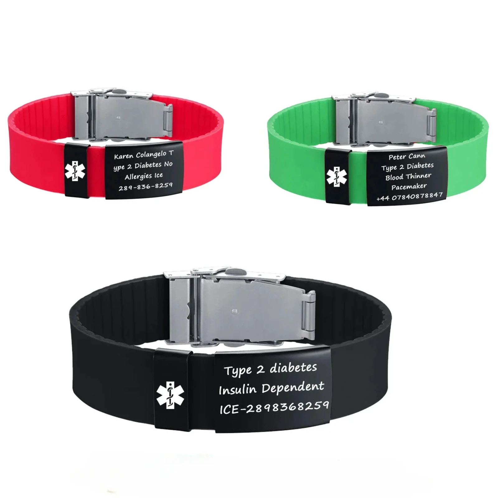 Medical Emergency Bracelet Diabetes Type1 Patient Information QR Code Storage Customized Universal Sports Accessories All Ages