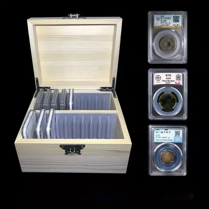 

Wooden Storage Box Commemorative Coin Collection Box Ancient Coin Protection Box Household Storage Holder Empty Wooden Box ZG623