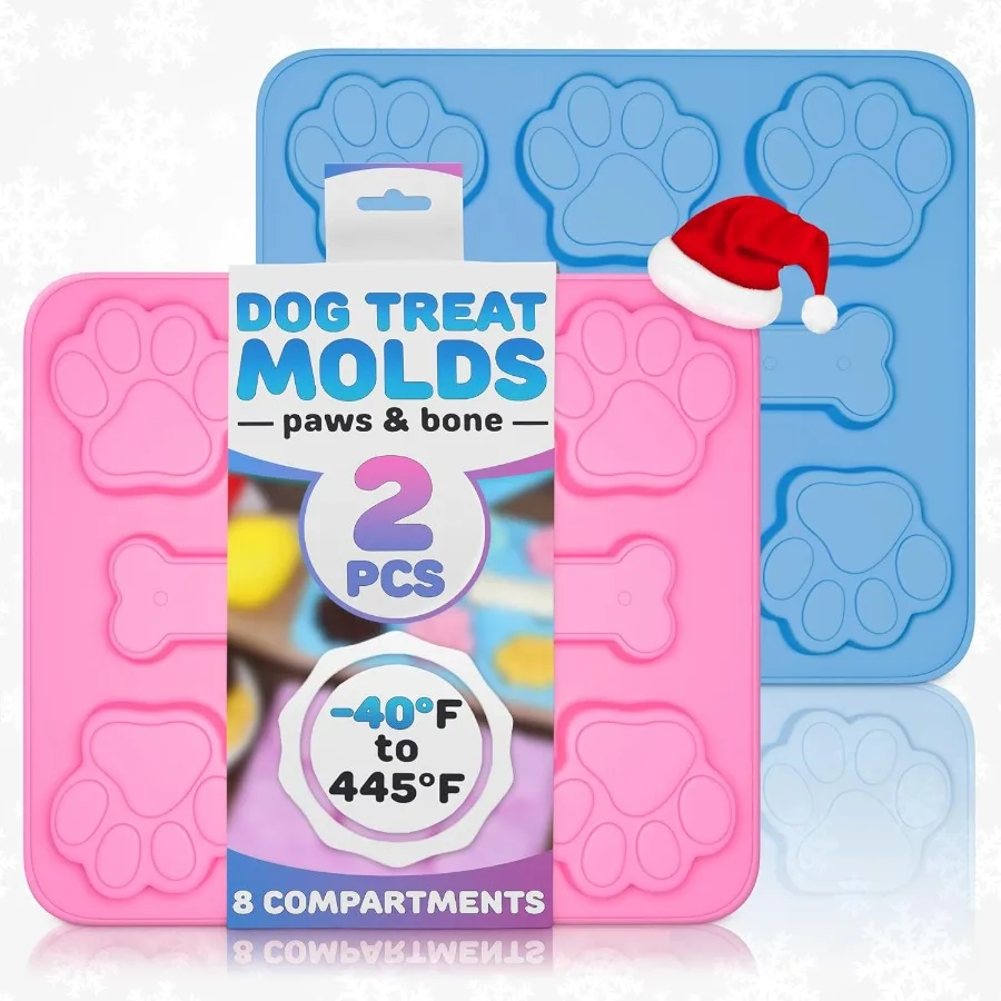 

2 шт. формы для лакомств для выпечки и замораживания костей и лап силиконовые формы для лакомств для собак в форме антипригарного синего и розового цвета Easy Relea
