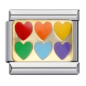 GEMOSA-Aço Inoxidável Charm Links coloridos, Arco-íris, Coração, Estrela, Paz, Amor, Lgbt, Jóias italiano, DIY Pulseiras, 9mm 10 principais vendas lgbt pingentes - №7
