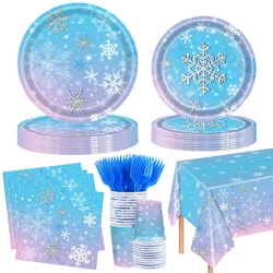 Frozen Birthday Party Supplies Winter Snowflake Plates Napkins Cups Tablecloth Frozen Party Christmas Winter Wonderland Decors