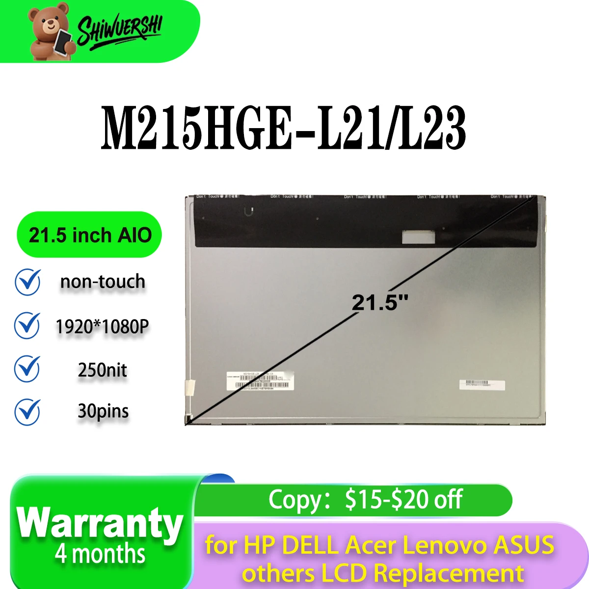 

Оригинальный новый 21,5-дюймовый ЖК-дисплей FHD M215HGE L21 M215HGE-L21 M215HGE L23 M215HGE-L23 1920*1080P