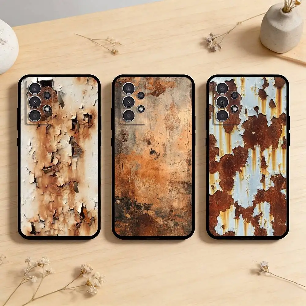

AAA Retro Industrial Style Rusty Phone Case For Samsung Galaxy A73,A72,A71,A70,A53,A52,A51,Others Soft Black Cover