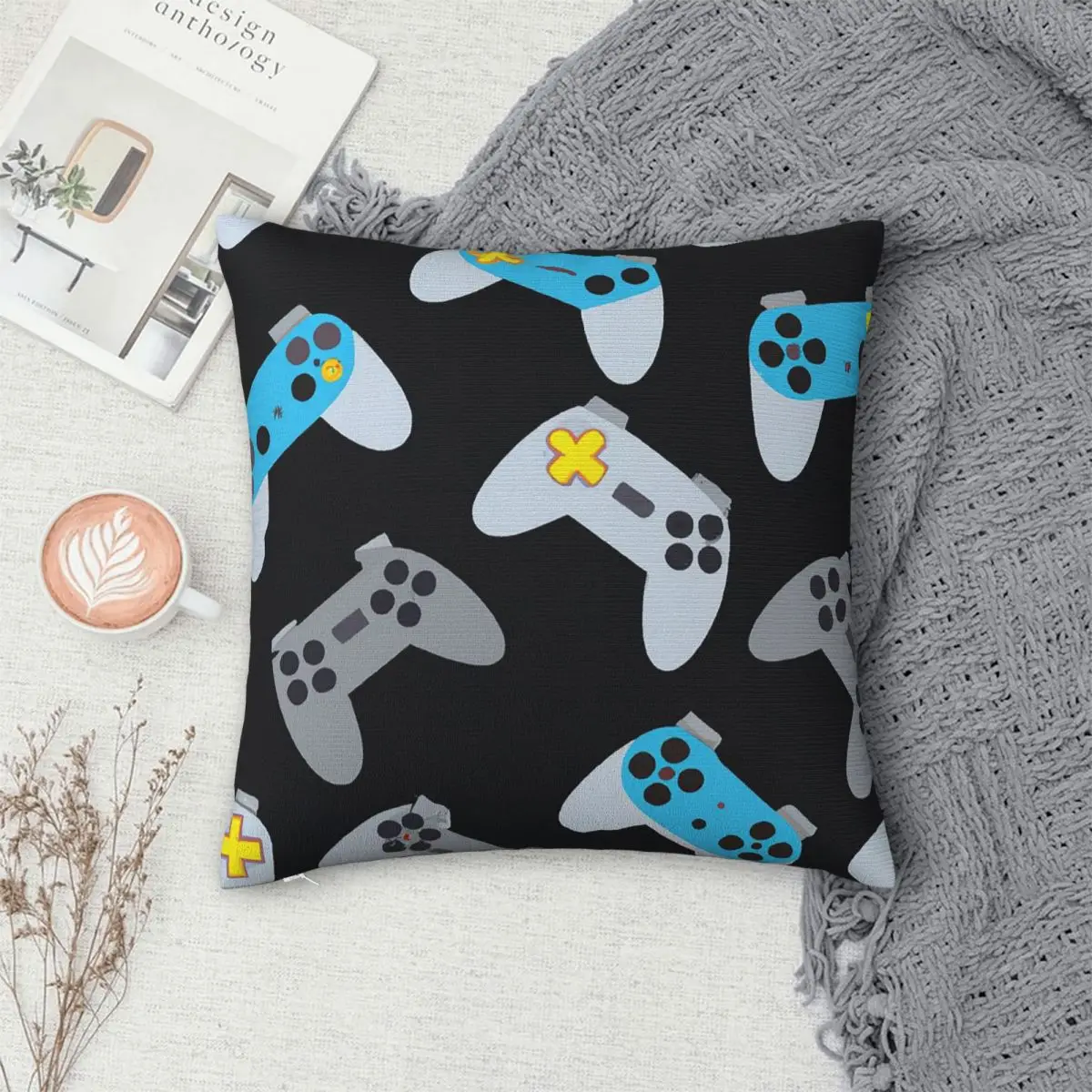 Colorful Game Gamepad Controller Pattern Square Pillowcase Pillow Cover Cushion Zip Decorative Comfort Throw Pillow for Home Car