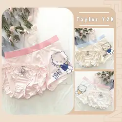 Sanrio Hello Kitty Pants Anime Figure Y2K Couple Underwear Fashion Breath Milk Silk Printed Lace Up Women's Briefs Men's Shorts