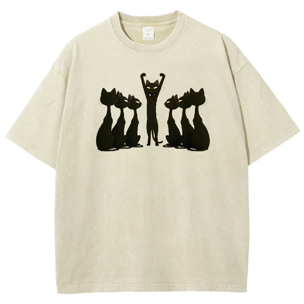 

Cat Crew Design Loose Short Sleeve T Shirt 100% Cotton Unisex Fashion Graphic Tee for Men Women Casual Wear Style Comfortable