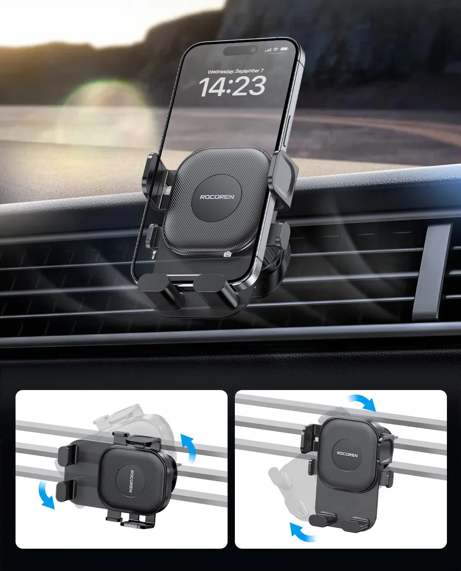 Rocoren Autotelefonhalter Auto Schwerkrafthalterung Ständer Selbstsichernde Autotelefonhalterung für iPhone 16 360 ° Rotierender Handyhalter für Lüftungsschlitze – Detail 16