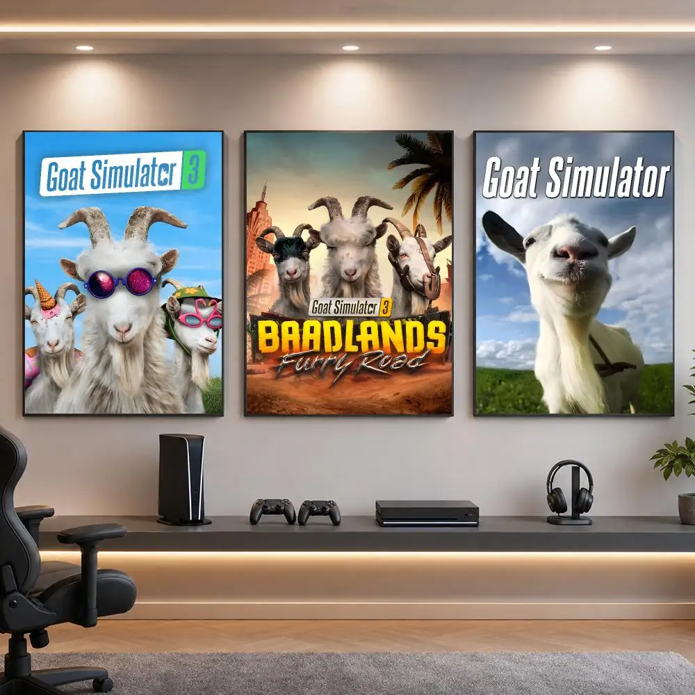 Game G-Goat Simulator Comedy Sandbox Poster HD Removable Wall Art Gift Bedroom Lounge Dorm Office Gaming Cafe Bars