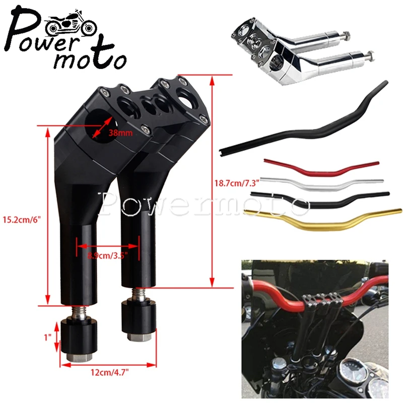 Motorcycle Handlebar Riser 1-1/2 inch Handle Bars 38mm Clamp For Harley Dyna Street Bob FXBB Sportster XL883 1200 Softail Custom