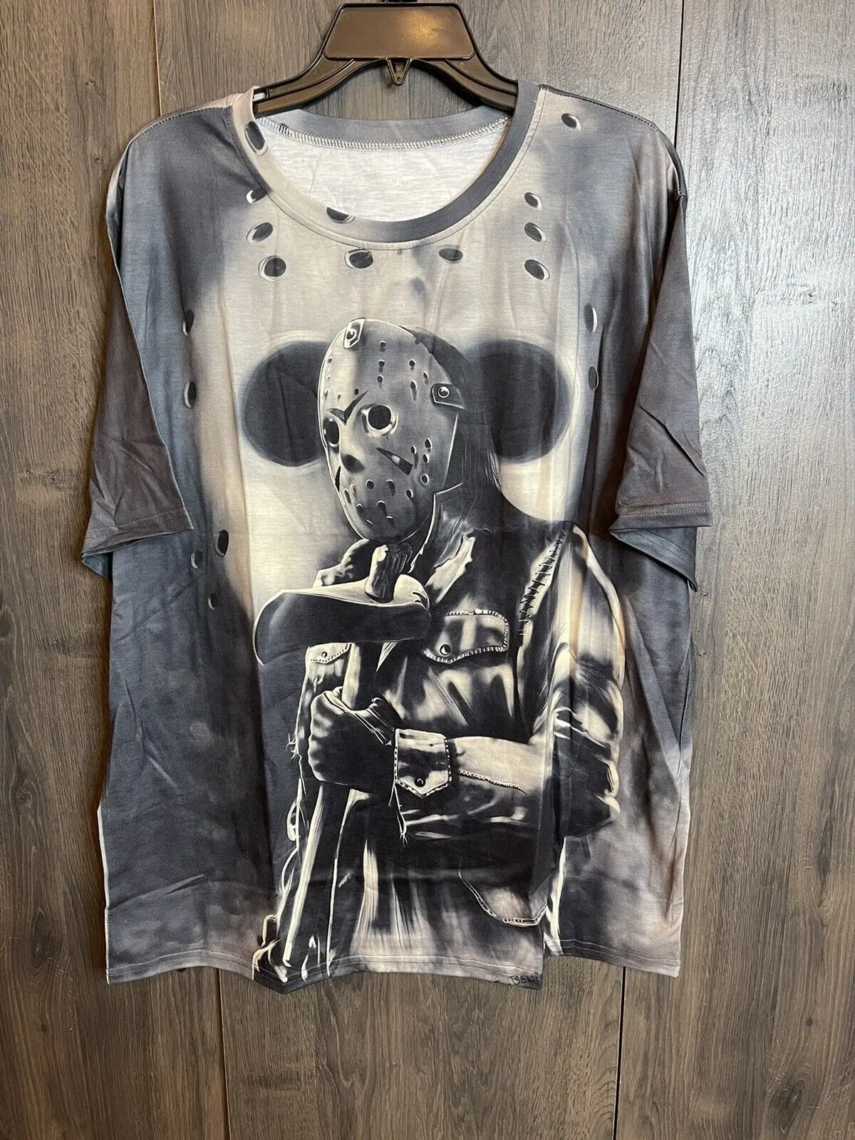 

3D Printed Luminous Jason Vorhees Scary Men's T-shirt Adult Large Black-