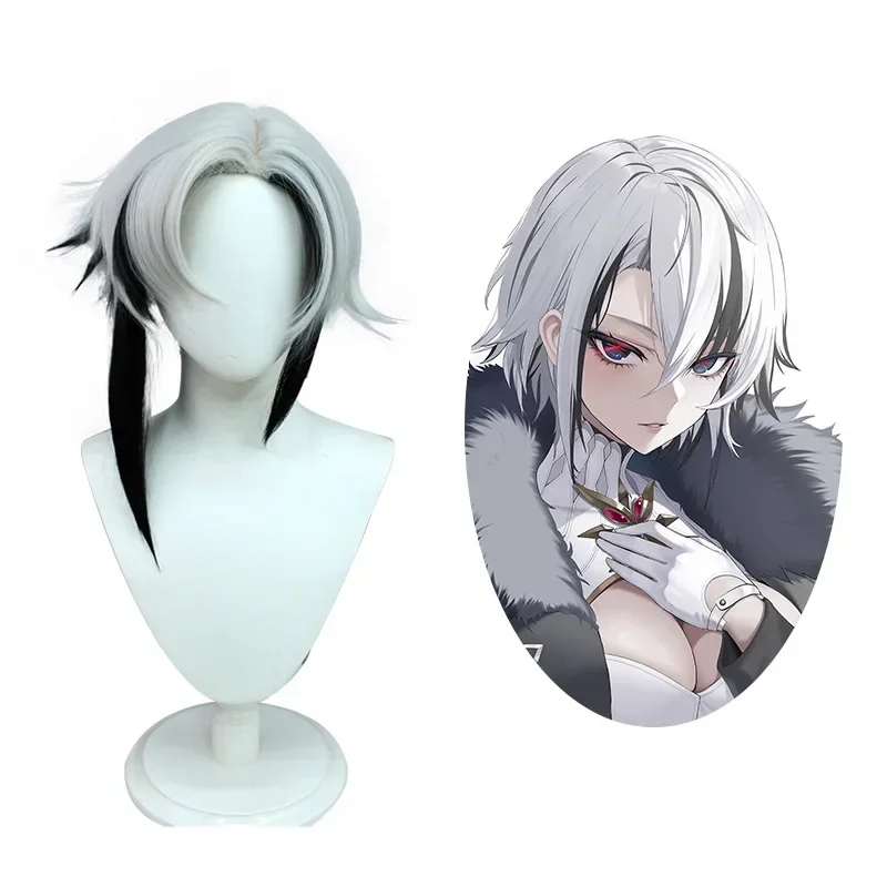 أنيمي هارليكان تأثيري زي للرجال ، تأثير جينشين ، شعر مستعار أبيض وأسود ، ملابس كرنفال الهالوين