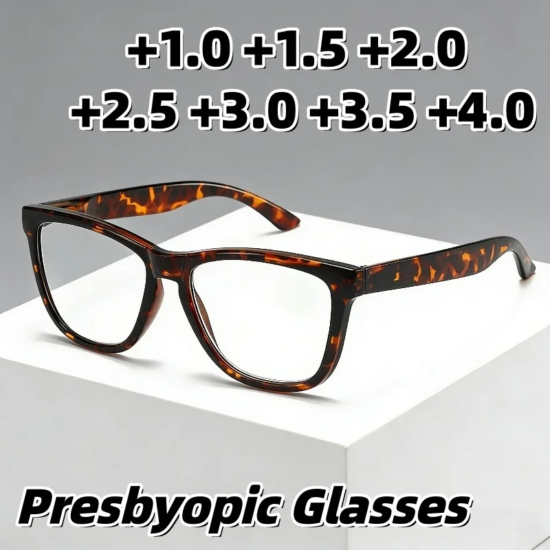 

Square Frame Anti-Blue Light Reading Glasses High-Definition Presbyopia Eyeglasses with Spring-Loaded Temples +1.0 To +4.0