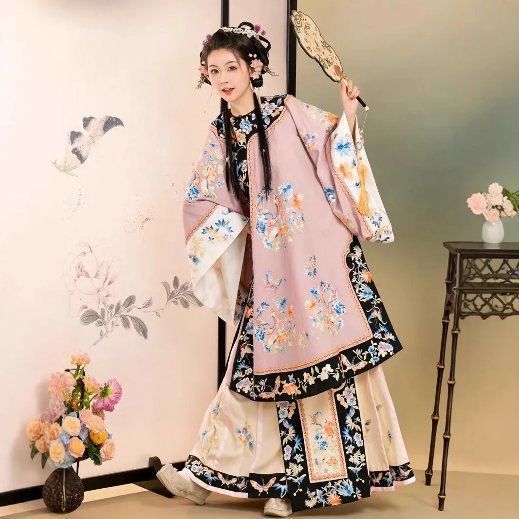 

Yun Dress Qing and Han Women's Recovery Placket Crossbody round Neck Ethnic Clothing Heavy-Duty Printing Horse-Face Skirt Autumn