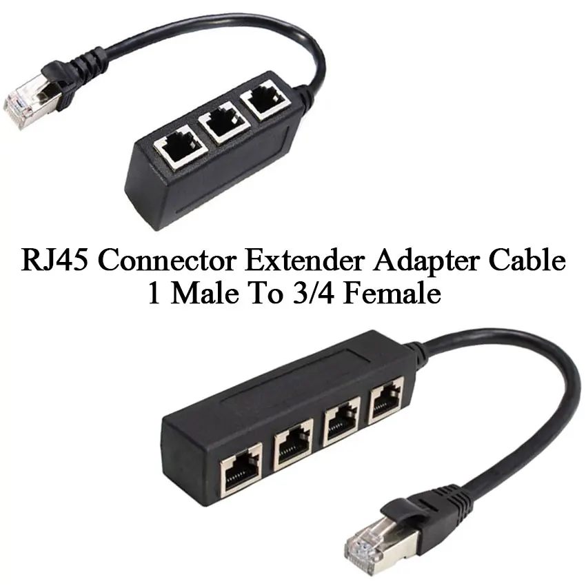 3 In 1 RJ45 Splitter LAN Ethernet Network RJ45 Connector Extender Adapter Cable for Networking Extension 1 Male To 3/4 Female