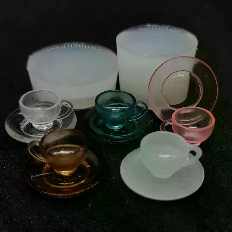 Juego de comida y juego para casa de muñecas, taza de té en miniatura, molde de silicona, epoxi UV, accesorios para muñecas, decoración de escena de juguete, 1 Juego