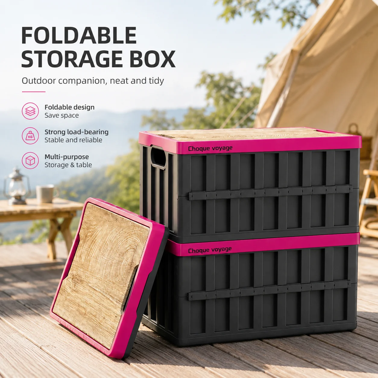 Foldable Storage Box, Thickened Trunk Organizer with Lid, Home Car Storage Container for Camping, Picnic and Household Use