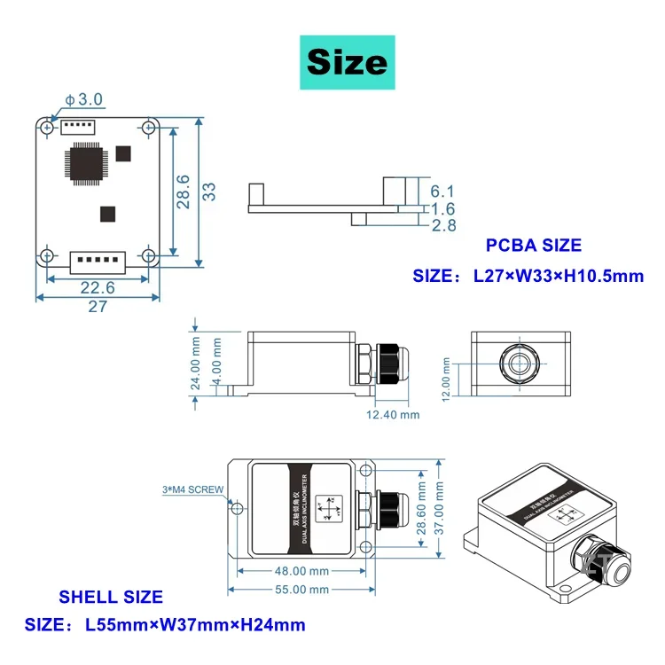 Digital  Tilt Sensor for Satellite Antenna Positioning/Four-wheel Positioning/leveling/angle Control Correct Linearity Twice