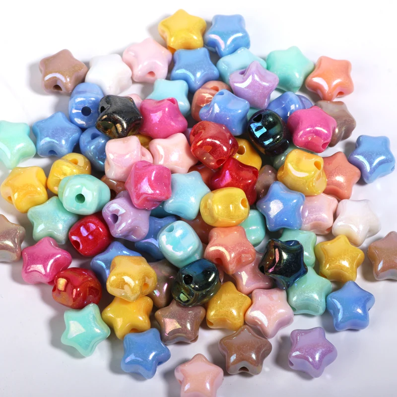 50 Stück 12 mm bunte Acryl-Sternperlen, fünfzackiger Stern, lose Perlen für die Schmuckherstellung, DIY-Armband, Halskette, Telefonkette