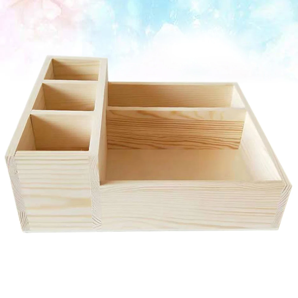 

Solid Wood Desktop Organizer Large Capacity Pen Holder Wooden Tabletop Organizer Pen Holder Spice Case