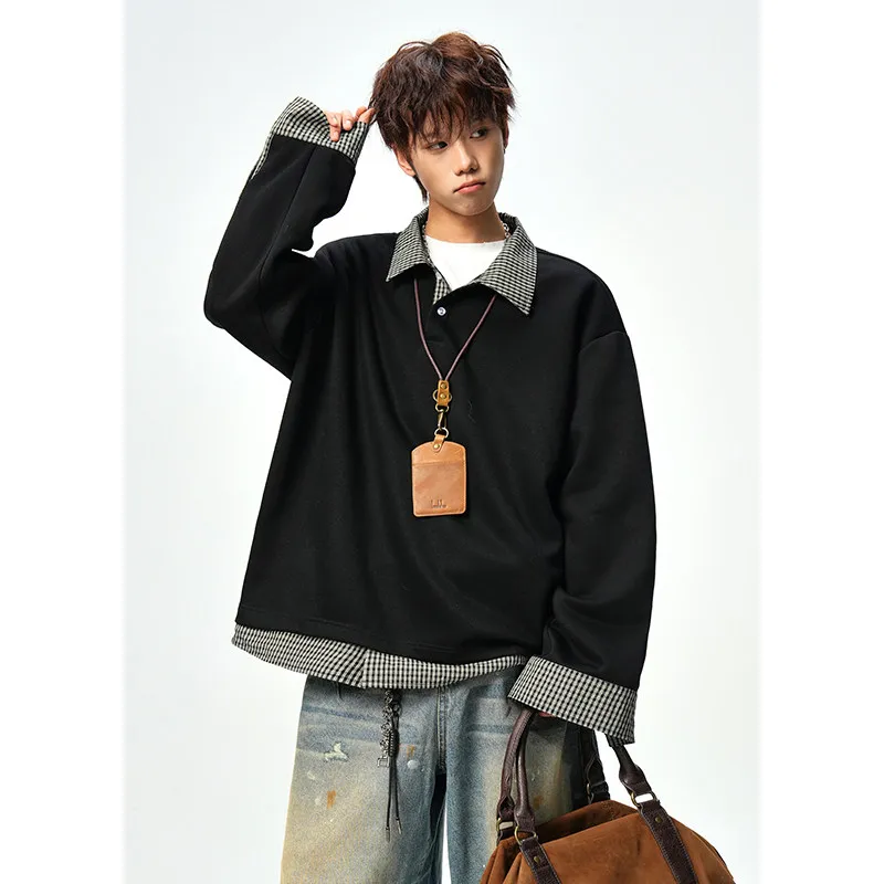 

Men's Oversized Casual irt Collar Sweatirt Spring Autumn New Sle Retro High Sensation Loose Fitted Hooded Jaet