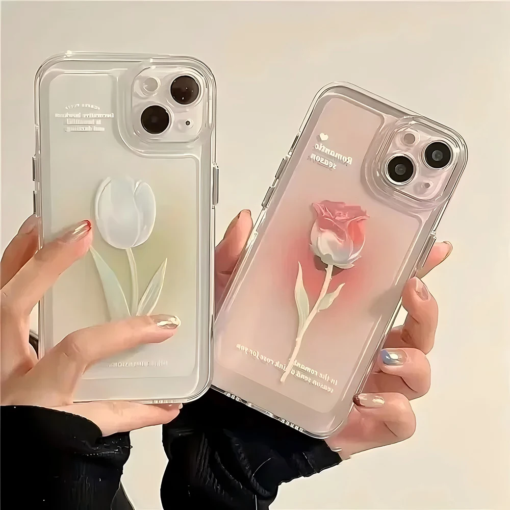 Tulip Luxury Phone Case For Motorola Moto G9 G22 G32 G53 G30 G71 G72 G73 Edge 40 Pro Soft Transparent TPU Back Cover