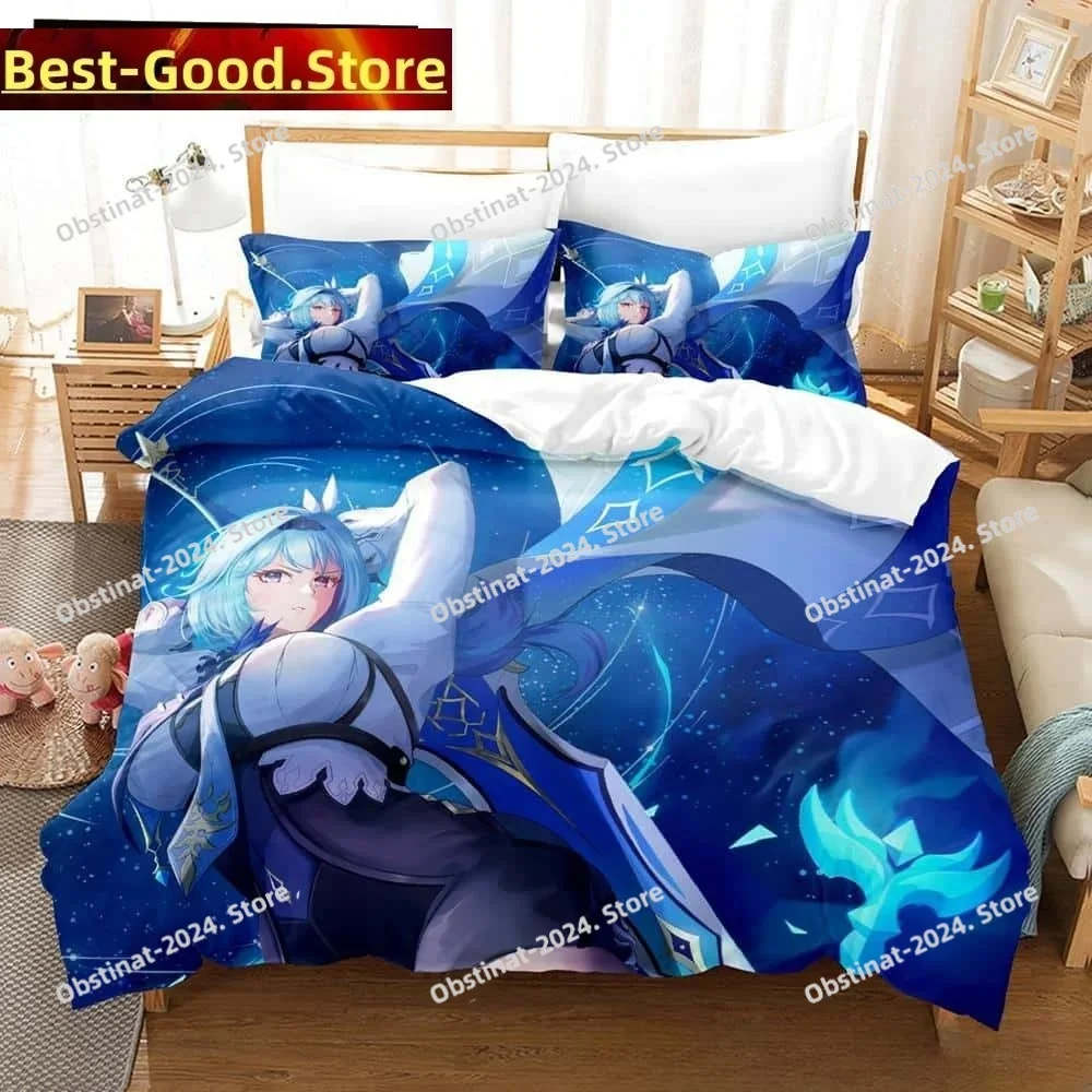

Kawaii Anime Genshin Impact Eula Lawrence Printed Bed Set Duvet Cover Pillowcase Bedding Set Bed Linen Sheet Quilt Cover Full