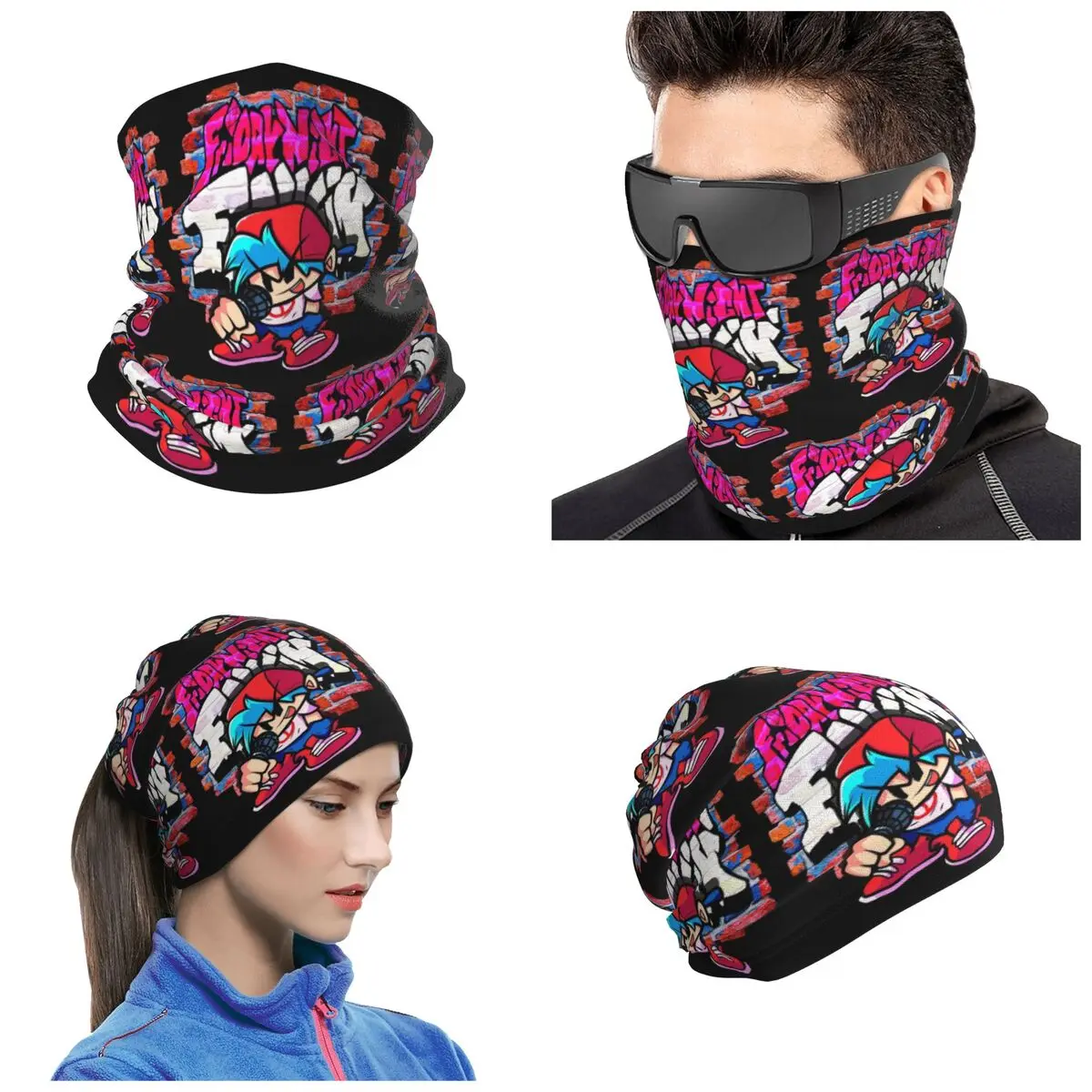 BoyFriend FNF. Brick Wall Bandana Neck Cover Printed Wrap Scarf Cycling Face Mask Unisex Adult All Season