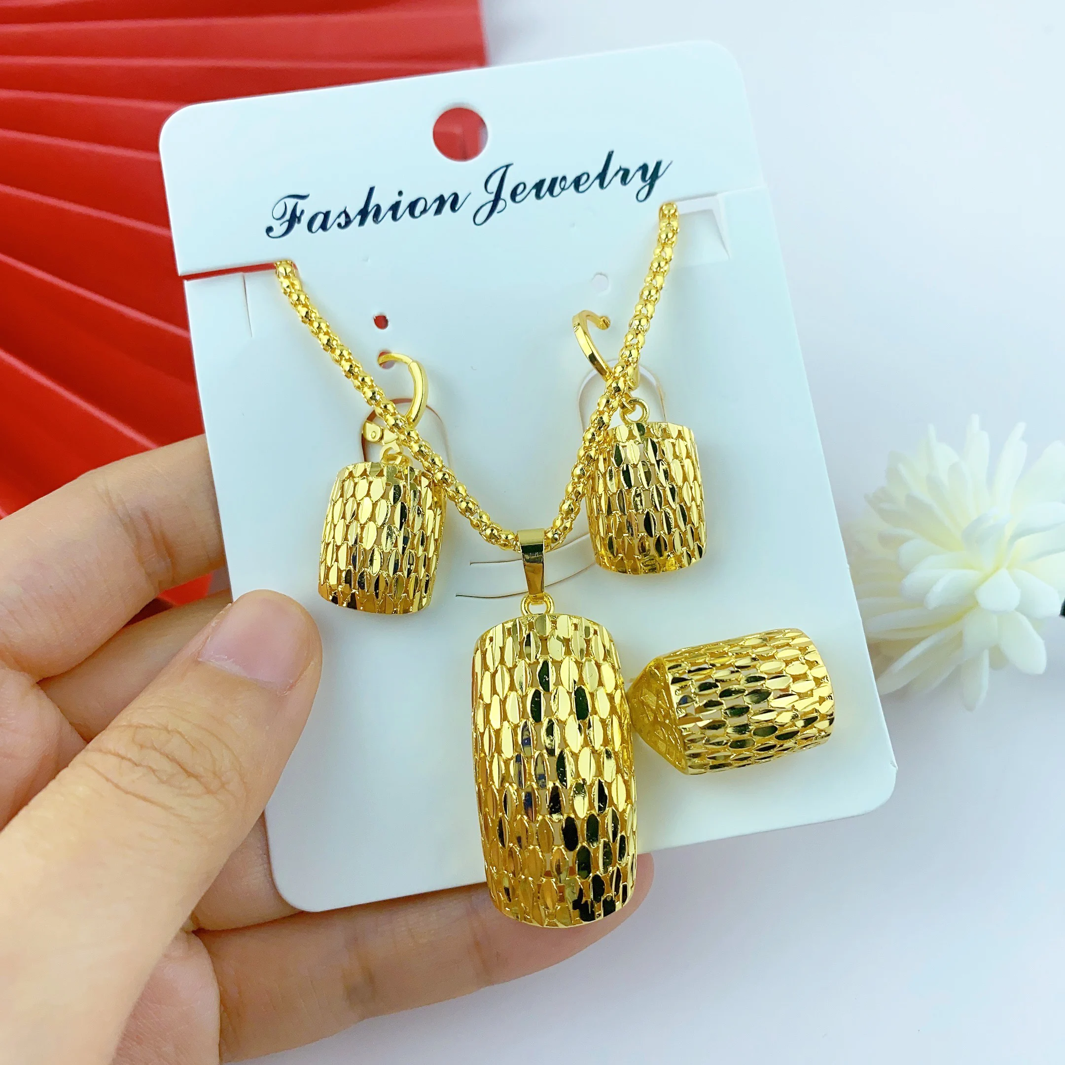 XUHUANG Dubai 24k Gold Color Necklace Sets for Women Ethiopian African Bridal Pendant Jewelry Set Indian Jewellery Party Gifts