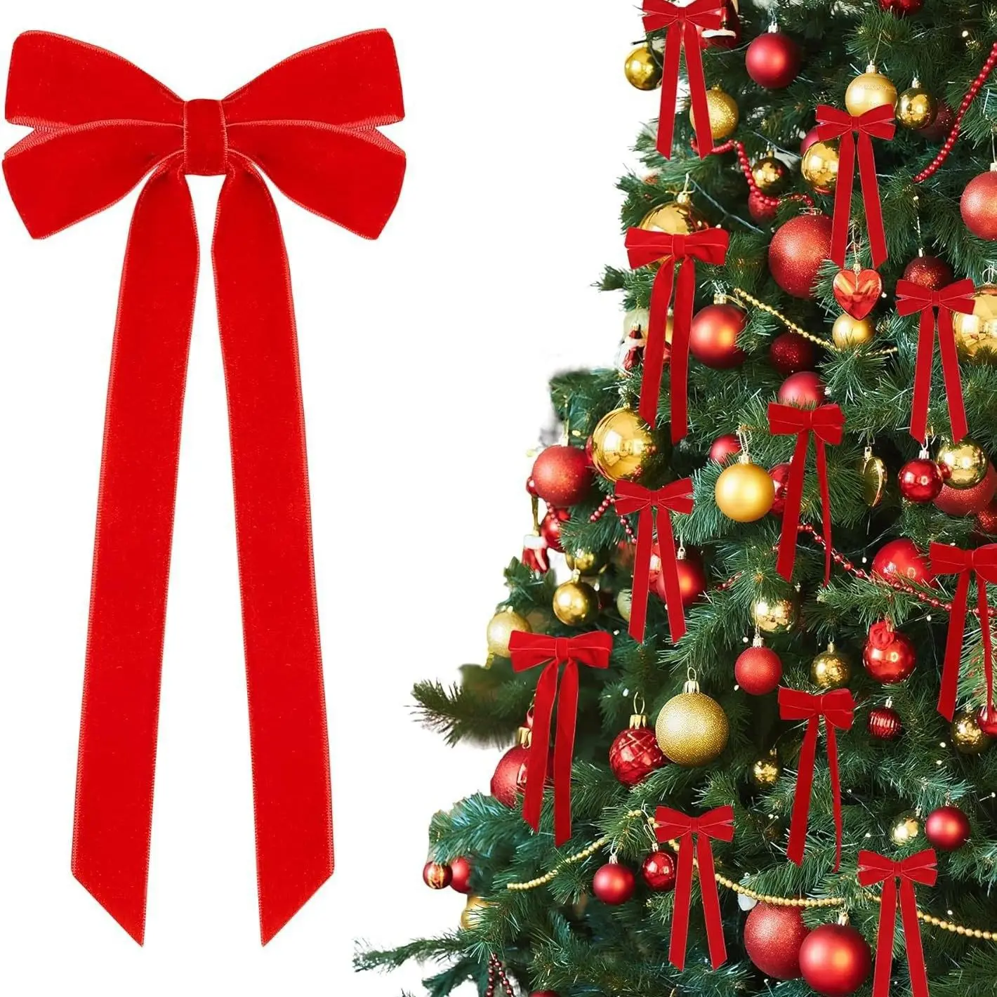 

Pink Velvet Bow Christmas Tree Home Etiquette Room Birthday Party Door Wedding Holiday Decoration