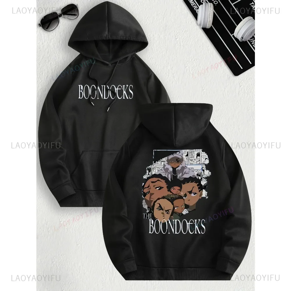 The Boondocks Cartoon Graphic Hoodie for Men Casual Polyester Long Sleeve Pullover with Hood Regular Fit Comfortable Personality