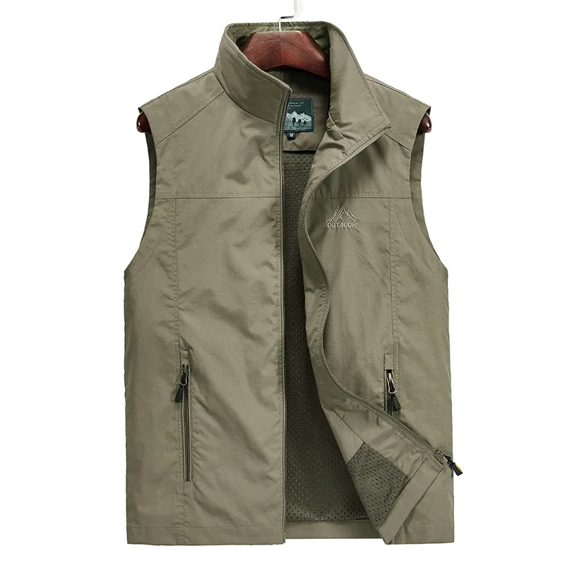 Spring and Autumn Men's Outdoor Mountaineering Vest Fishing Photography Kam Shoulder Vest Quick Drying Top Coat