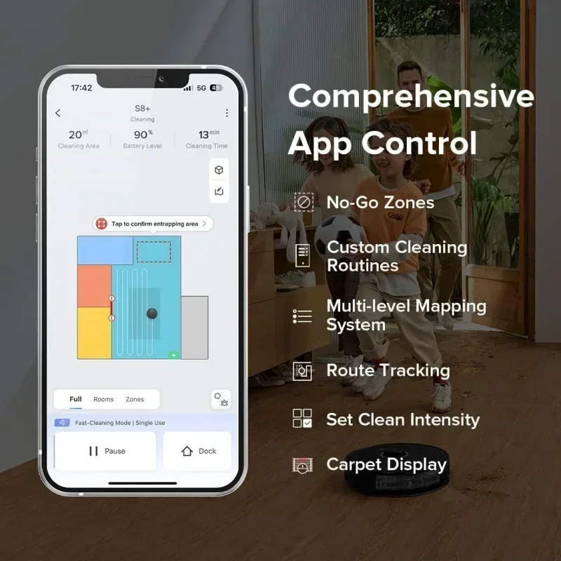 D2Broborock S8  Robot Vacuum,Sonic Mop with Self-Empty Dock,Stores up to 60-Days of Dust,Auto Lifting Mop,Ultrasonic Carpet Det