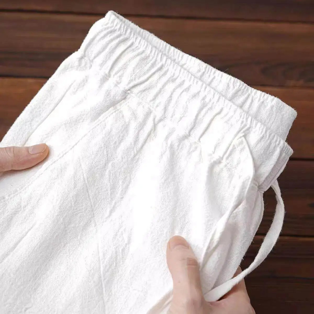 Men's Cotton Linen Straight Leg Pants Summer Thin New Style Casual Nine Points Ice Silk Pants Large Size Comfortable Fit Trou...