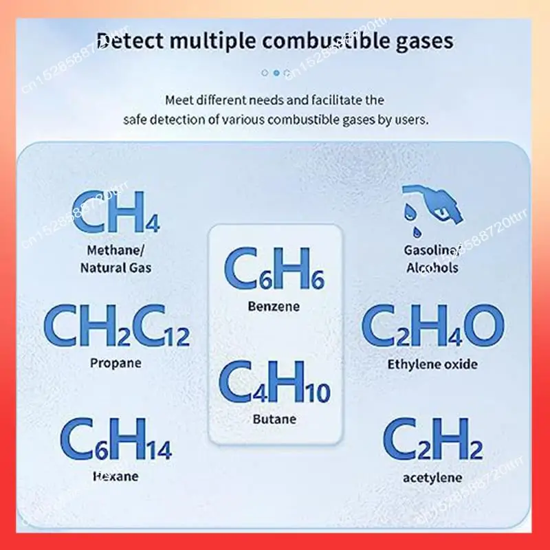 

ABNR 1 Piece Portable Natural Gas Detector Alarm Sound Methane Hexane With LCD Screen 2 AAA Batteries For Home A