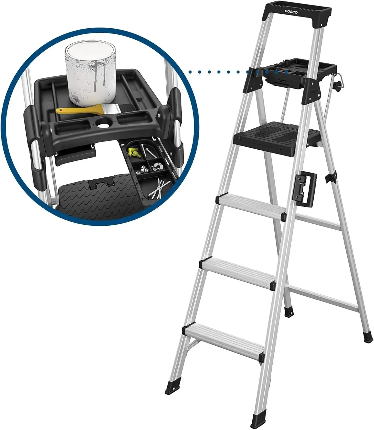 foot Signature Series Aluminum Step Ladder, Type 1A, 300 lb. Capacity