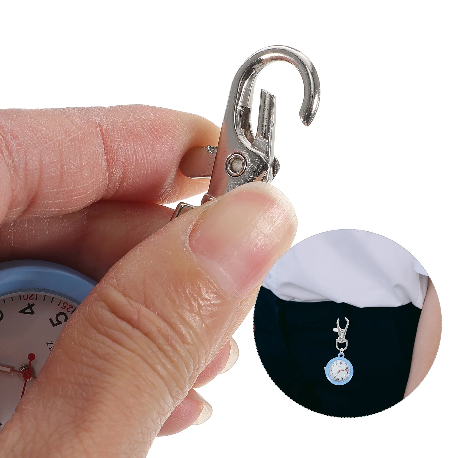 

1pc Nurse Watch Pocket Keychain Pendant Metal Blue Mirror Material Time Check Gift Doctors Nurses Medical Occasions