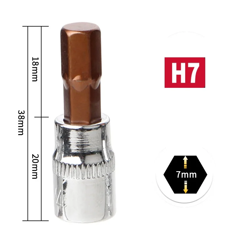 

1pcs 1/4 Inch Drive Hex Bit Sockets H3 H4 H5 H6 H7 H8 Metric Screwdriver Bit Sockets Hand Tools Socket Joint Hexagonal