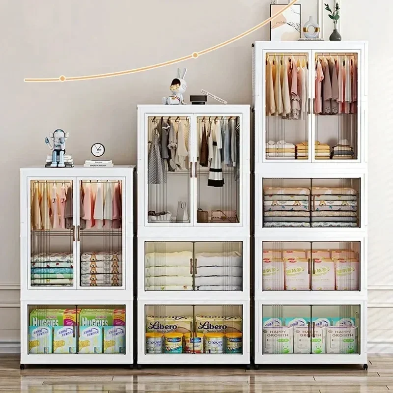 

Шкаф-органайзер для комнаты, складная полка для хранения с крышкой и двойной дверью, шкаф-купе для спальни, детской комнаты, кабинета