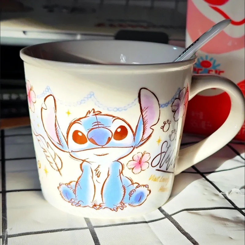 

Stitch Disney Set Cute Tableware Kit For Kids Family Dining Bpa-Free Dishware Birthday Gift Box Packaging Mug Ceramic Spoon