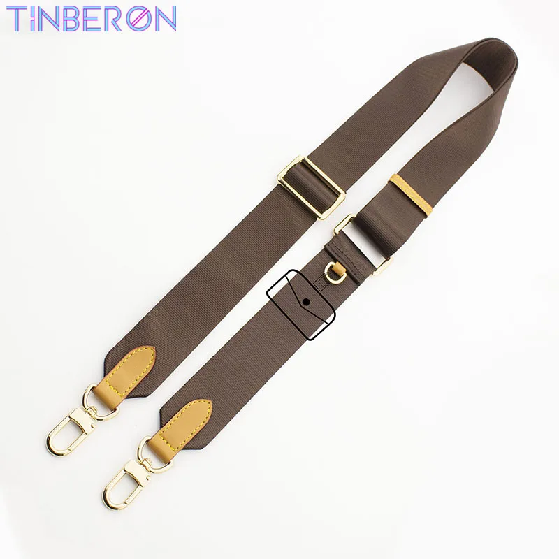 TINBERON Bag Strap Luxury Designer Hot Brown Canvas Shoulder Strap Beeswax Leather Adjustable Crossbody Bag Strap Bag Accessorie