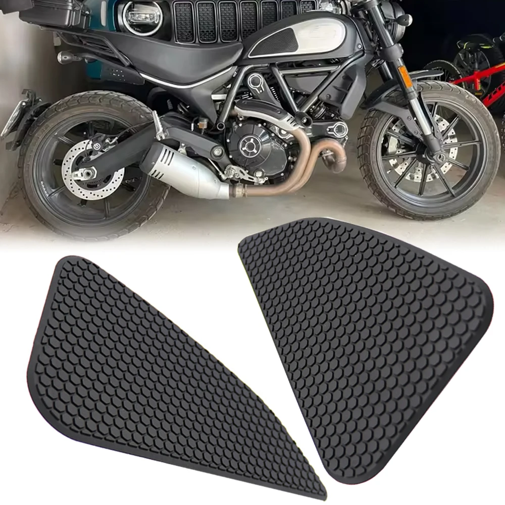 Motorcycle Tank Traction Pads Side Fuel Gas Knee Grips Protector Stickers For Ducati Scrambler 400 800 Sixty2 Cafe Racer Classic