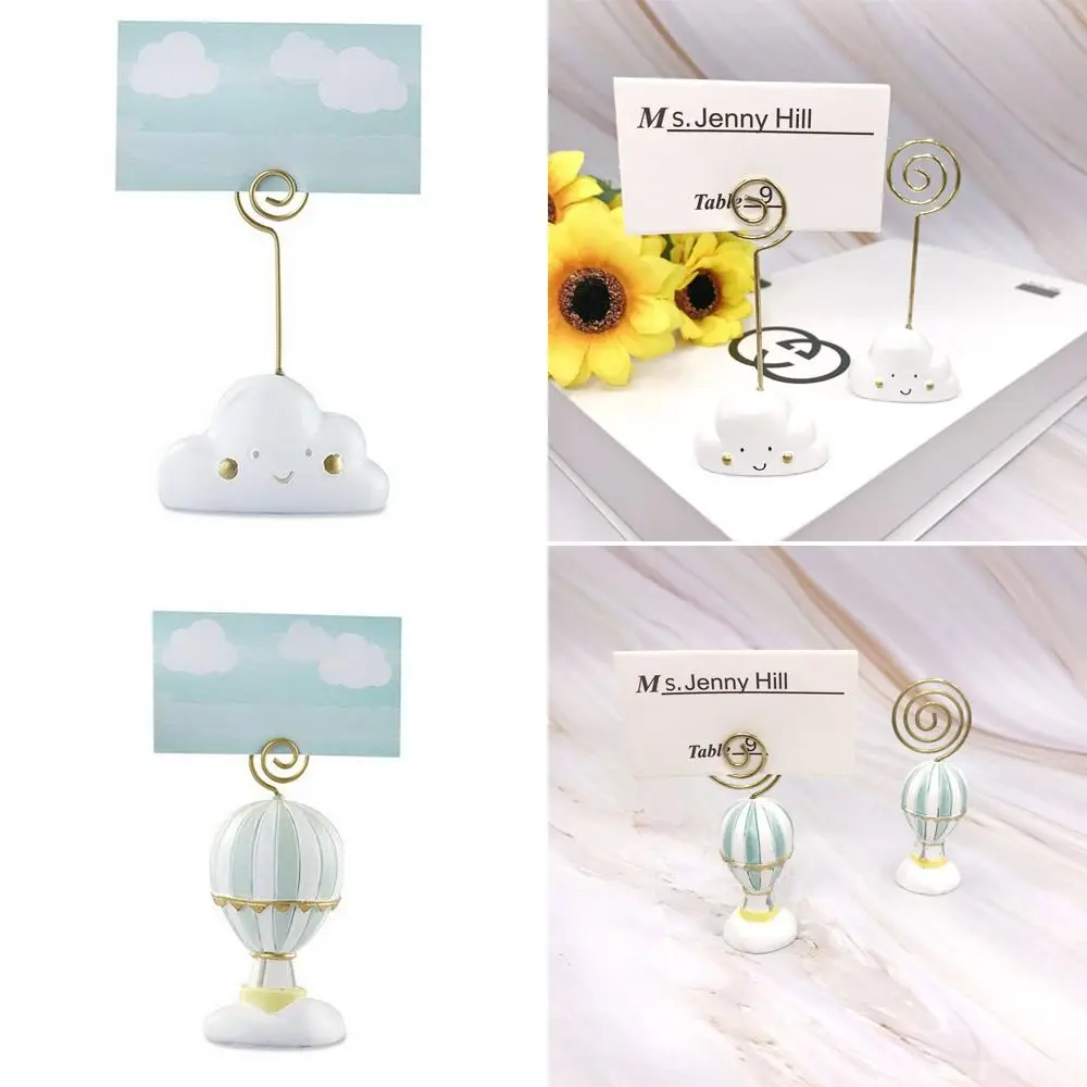 High-quality Resin Place Card Holder Hot Air Balloons/Clouds Desktop Decoration Price Label Holder Paper Clamp Party